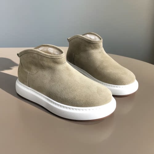 羊皮毛一体雪地靴男磨砂皮短靴