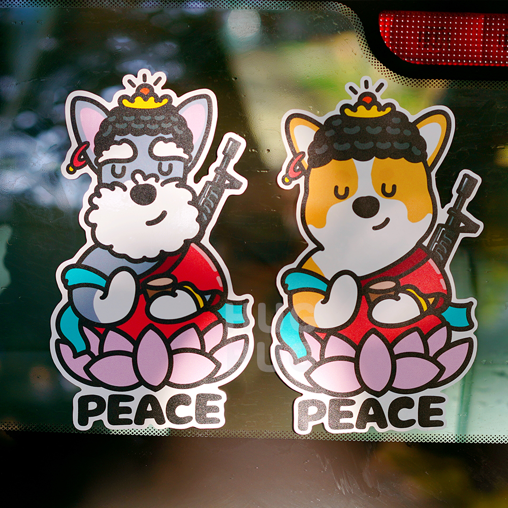 车贴雪纳瑞玻璃柯基全车可贴