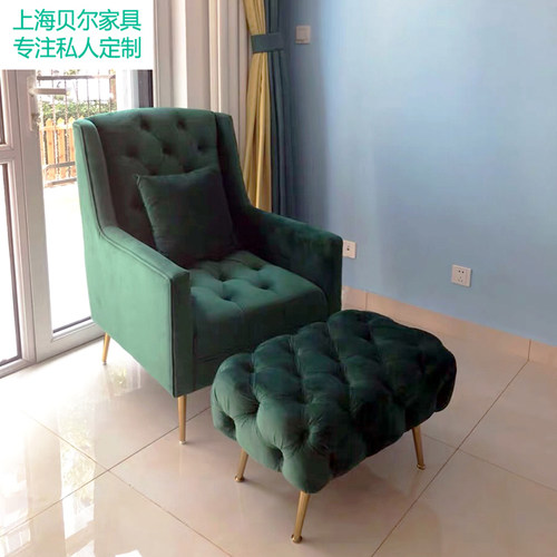 单人沙发椅墨绿色