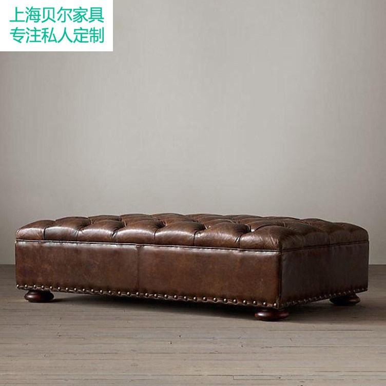 皮服装店鞋店牛皮衣帽间沙发凳