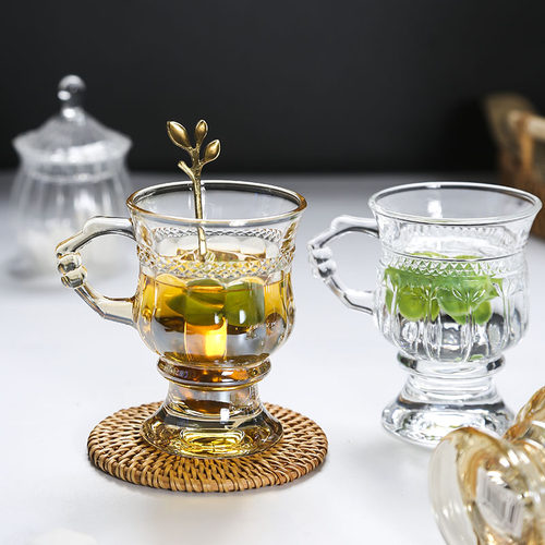 英式复古玻璃杯咖啡杯茶杯杯子