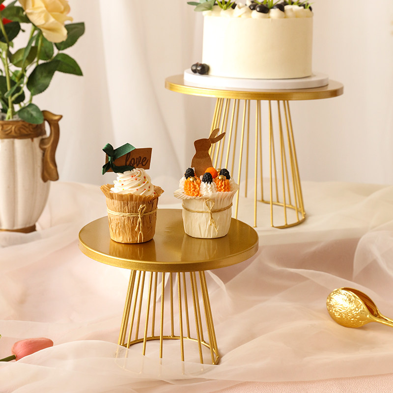 欧式蛋糕甜品台高脚托盘展示架金属摆件装饰下午茶点心盘冷餐茶歇