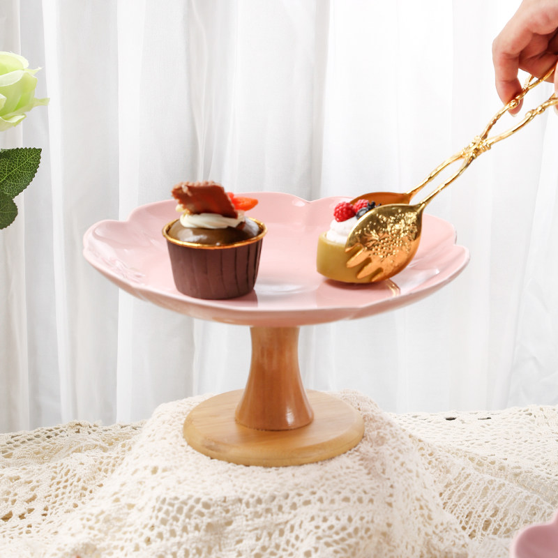 陶瓷水果盘甜品台展示架甜点糕点托盘下午茶蛋糕点心架摆件高脚盘