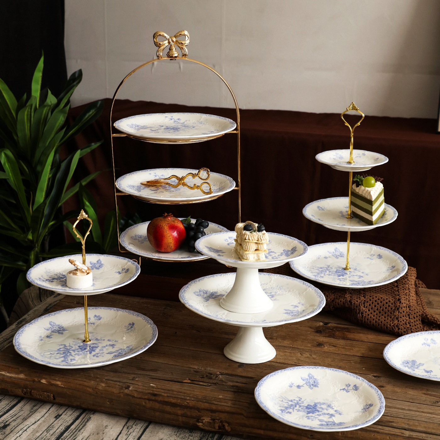 陶瓷甜品台点心摆台下午茶水果蛋糕架糕点茶歇摆件展示架果盘托盘,餐饮具,果盆/果盘/果篮,淘宝优惠券,粉丝福利购,淘宝优惠卷