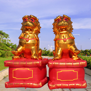 新品婚庆拱门新款充气狮子彩虹门龙凤门开业拱门346米金狮舞狮包