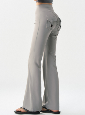 微喇健身裤女高腰收腹蜜桃臀普拉提训练服运动长裤瑜伽口袋喇叭裤