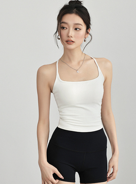 夏季新款运动背心女带胸垫健身显瘦瑜伽服上衣普拉提训练健身文胸