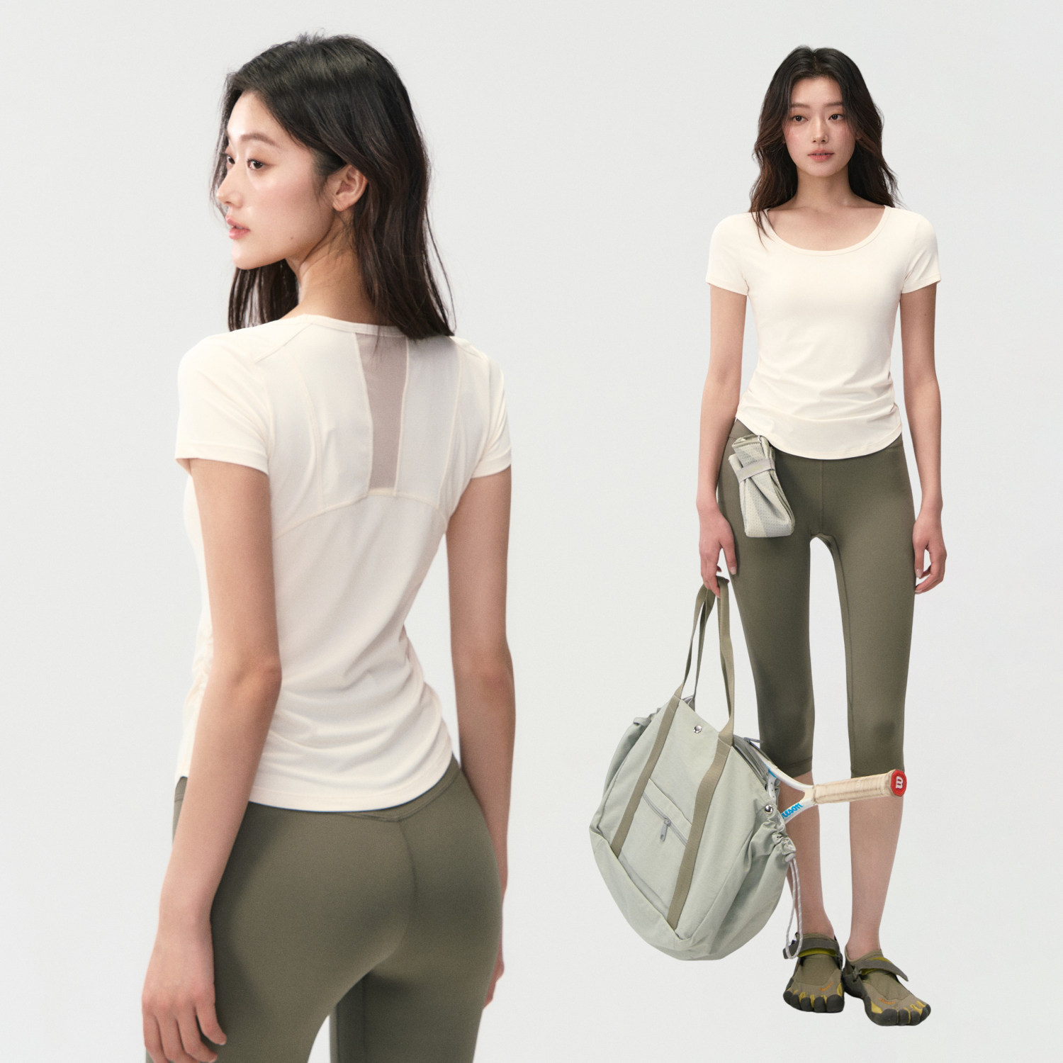 瑜伽上衣女夏季网纱凉感收腰修身专业跑步训练服健身T恤运动短袖