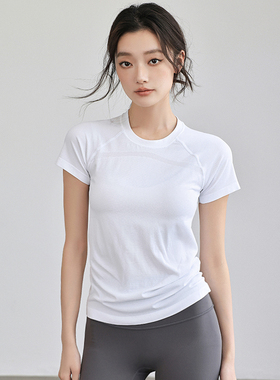 瑜伽服上衣女夏季新款圆领紧身速干运动短袖透气跑步健身训练T恤