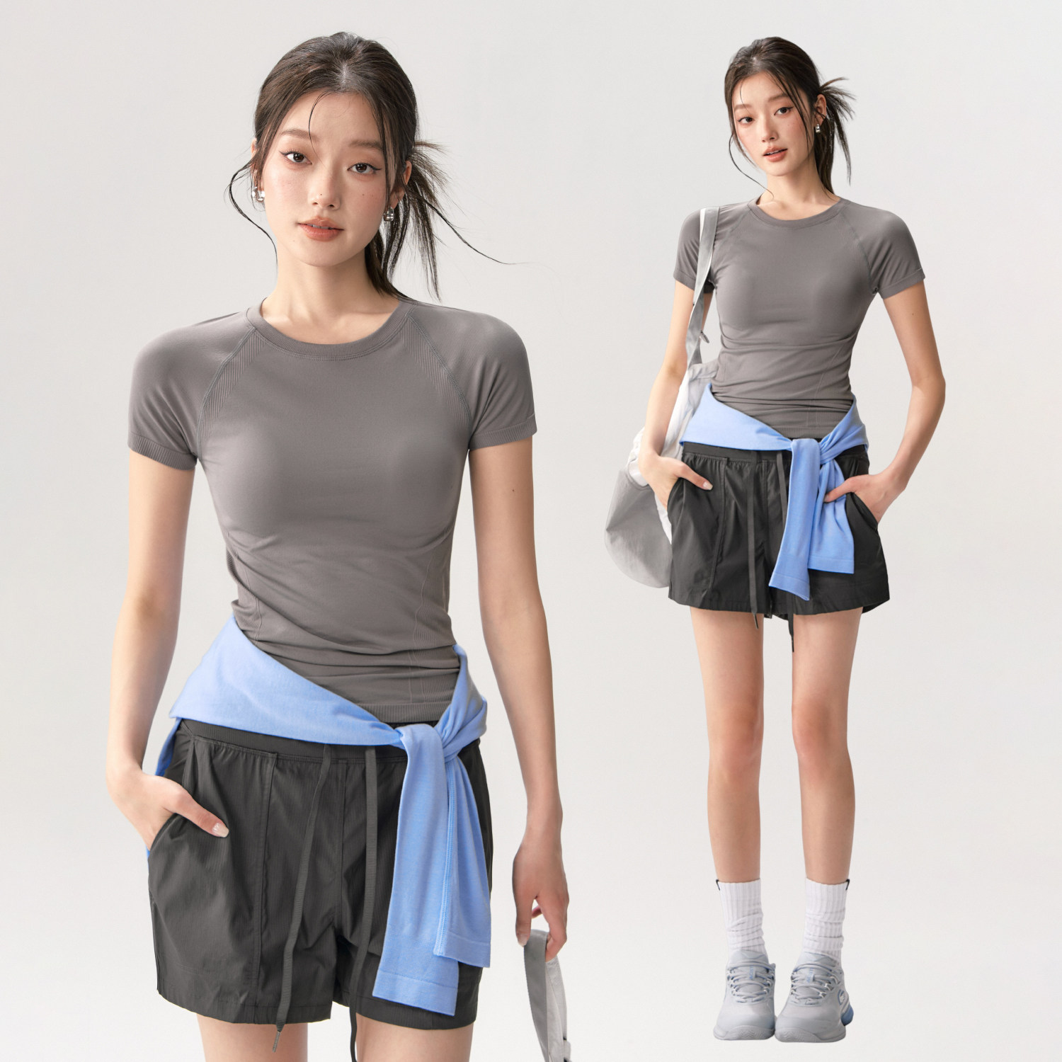 运动T恤圆领修身速干健身上衣户外跑步骑行普拉提训练服瑜伽短袖