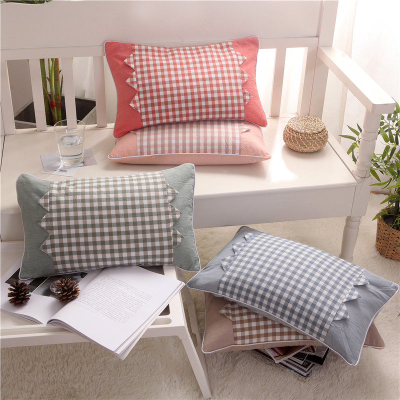 荞麦枕头纯棉格子枕芯学生儿童小孩小米壳软枕成人护颈保健午睡枕