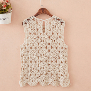 蕾丝吊带上衣 宽松针织小马甲外穿坎肩无袖 镂空背心外搭女夏季 短款