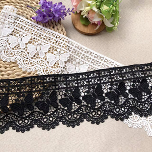 蕾丝花边辅料手工DIY配件12cm水溶黑白色刺绣绣花服装裙摆装饰