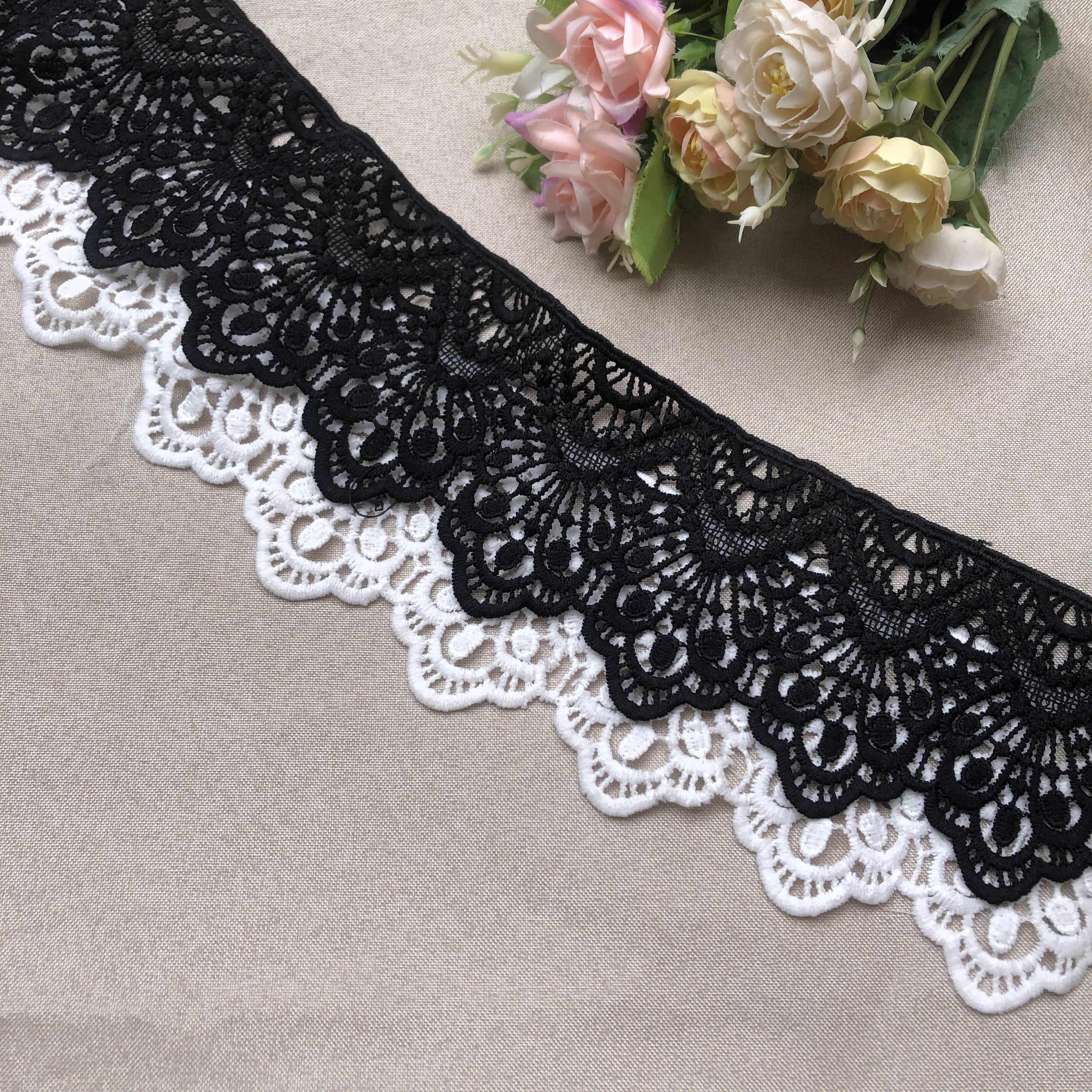 9厘米宽水溶刺绣花边厚实辅料手工制作服装裙摆加长布艺装饰