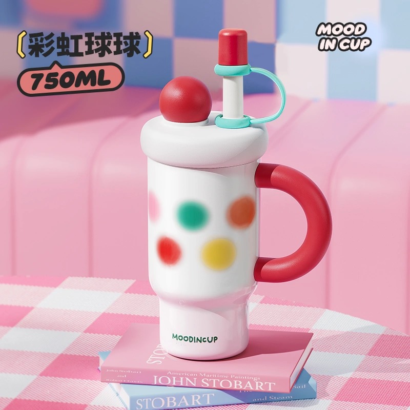 物生物巨无霸吸管保温杯陶瓷内胆大容量水杯女高颜值便携冰霸杯子