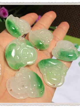 天然缅甸冰种飘花保平安翡翠玉佛