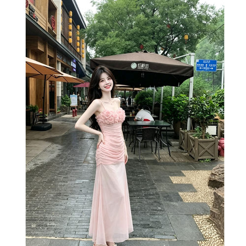 法式名媛网纱吊带显瘦包臀连衣裙