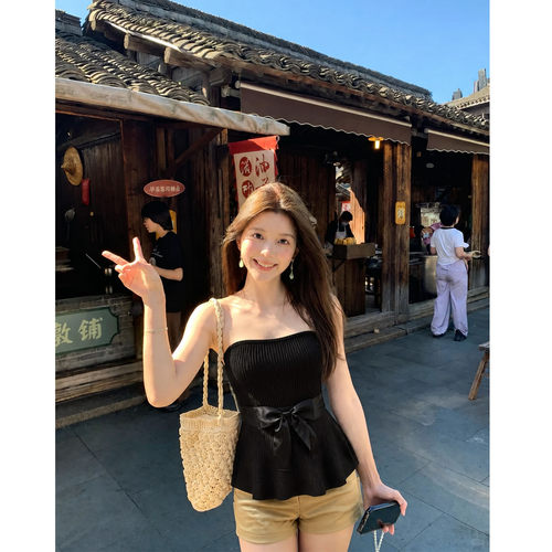 夏季针织抹胸蝴蝶结显瘦百搭