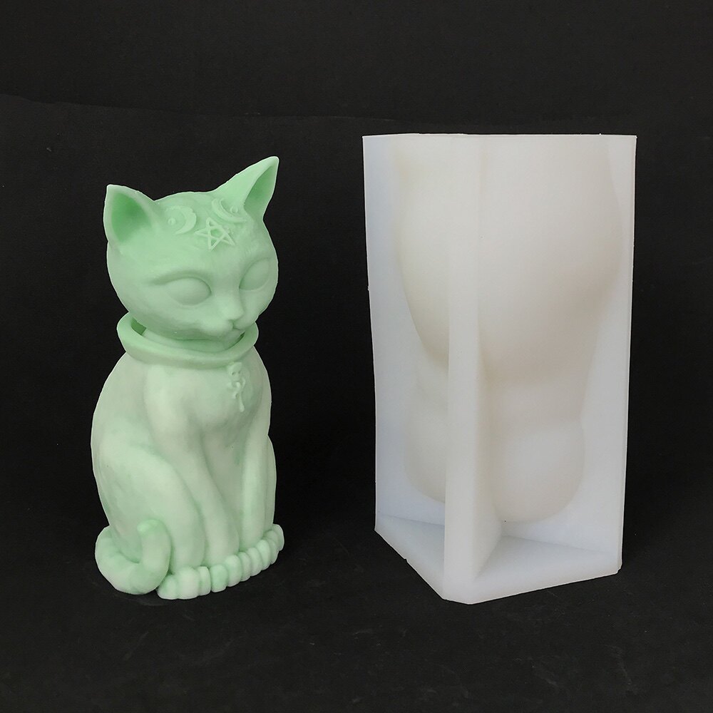 使者坐立猫蜡烛石膏香薰硅胶模具家居桌面摆件硅胶模具