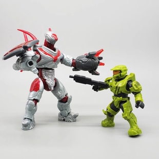 光环手办积木人斯巴达战士光晕士官长精英士兵可动人偶模型玩具