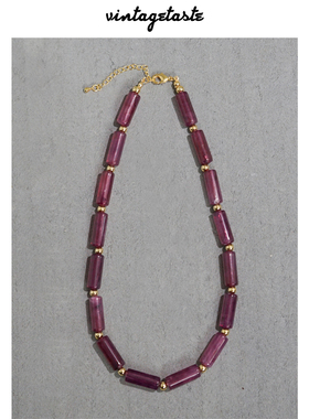 树脂铜竹节感女彩色项链