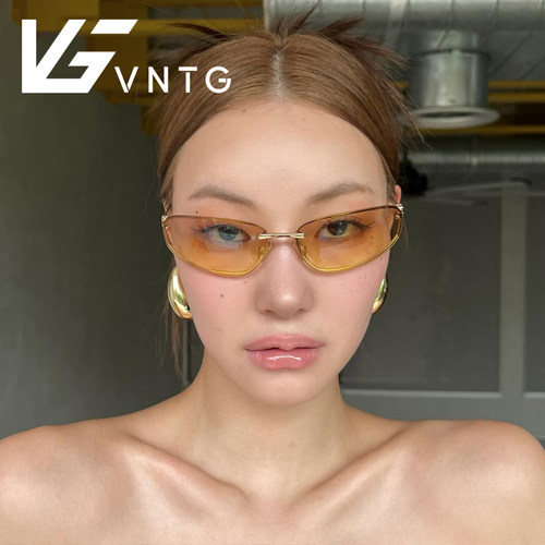 VNTG蝶形橘色渐变墨镜ins网红同款百搭y2k风格时髦感御姐太阳眼镜