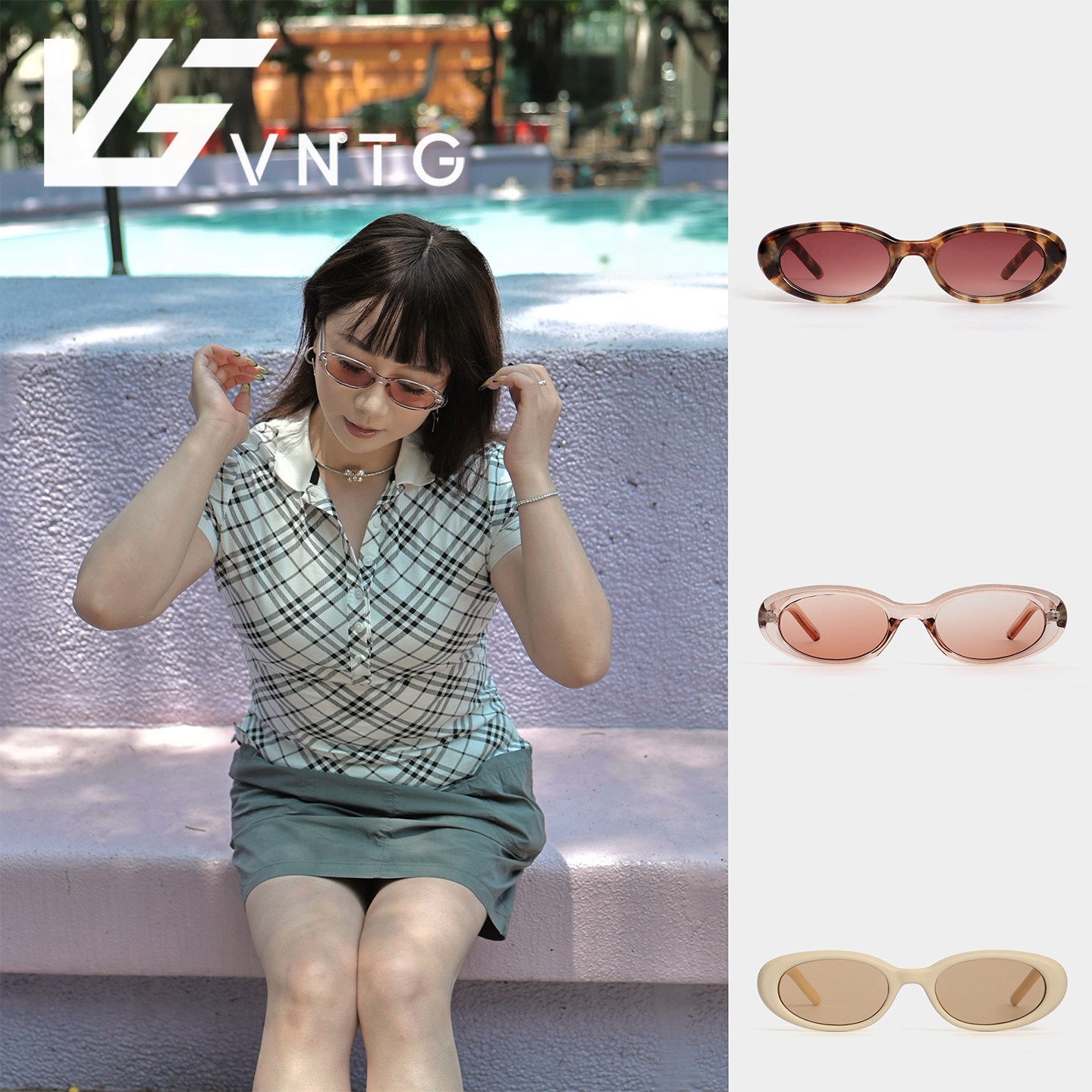 vntg墨镜秋冬新配色多巴胺墨镜复古ins风椭圆形防紫外线太阳眼镜