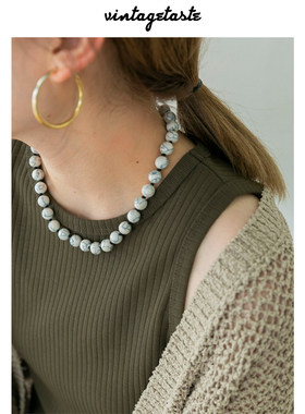 简约金属项链ins白松石