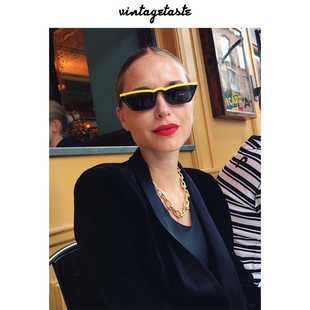 VNTG墨镜撞色走秀款时髦倒梯形防紫外线uv400设计感ins风太阳眼镜