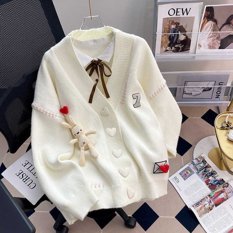 设计感小众爱心兔子毛衣