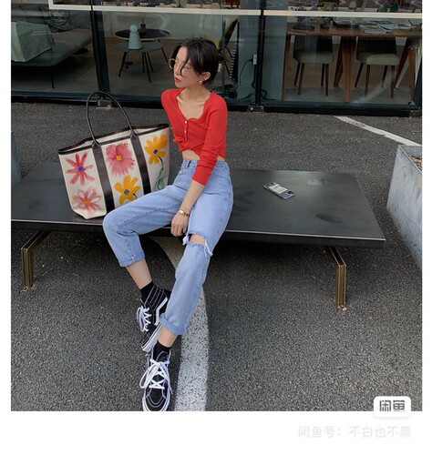 小直筒常规春夏修身破洞九分