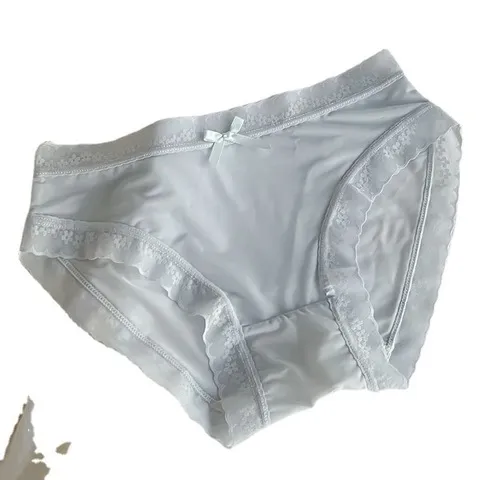 屁屁中腰纯色蕾丝边面膜裤内裤速干【春夏女生奶油“】冰丝”