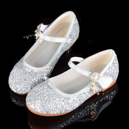 公主鞋女童春秋款银色小皮鞋演出