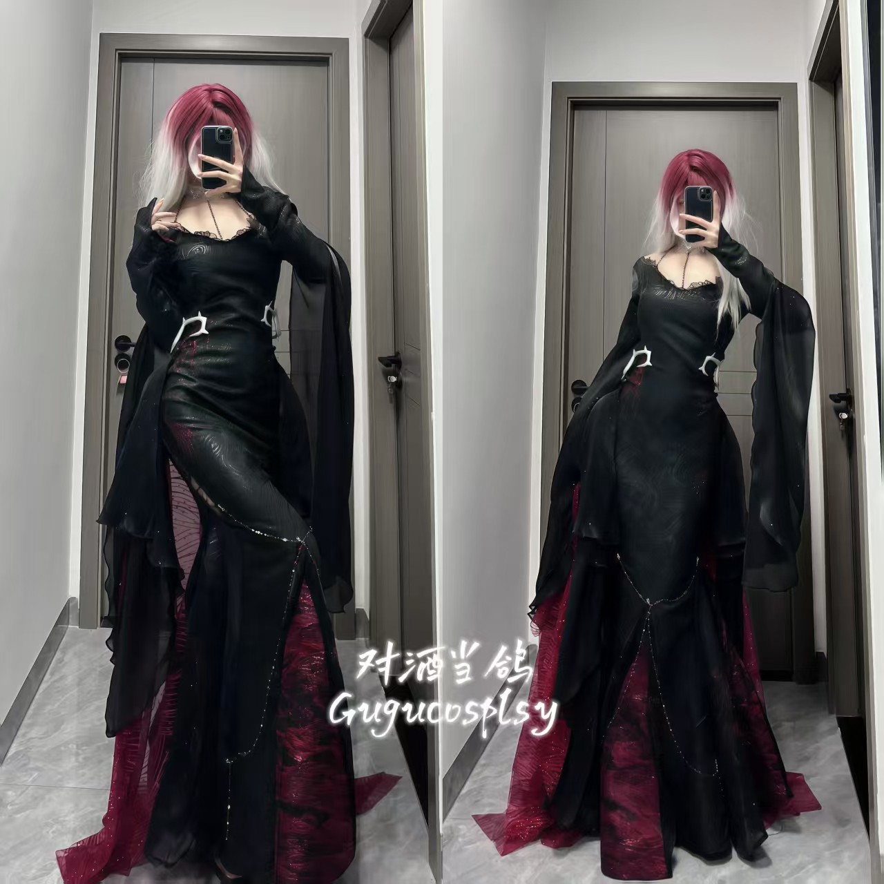 对酒当鸽 现货 无期迷途cosplay瑟琳cos黯夜同行 v领飘逸披肩礼服