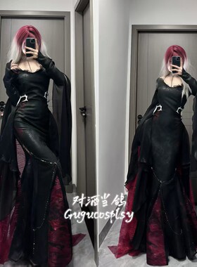 对酒当鸽 现货 无期迷途cosplay瑟琳cos黯夜同行 v领飘逸披肩礼服