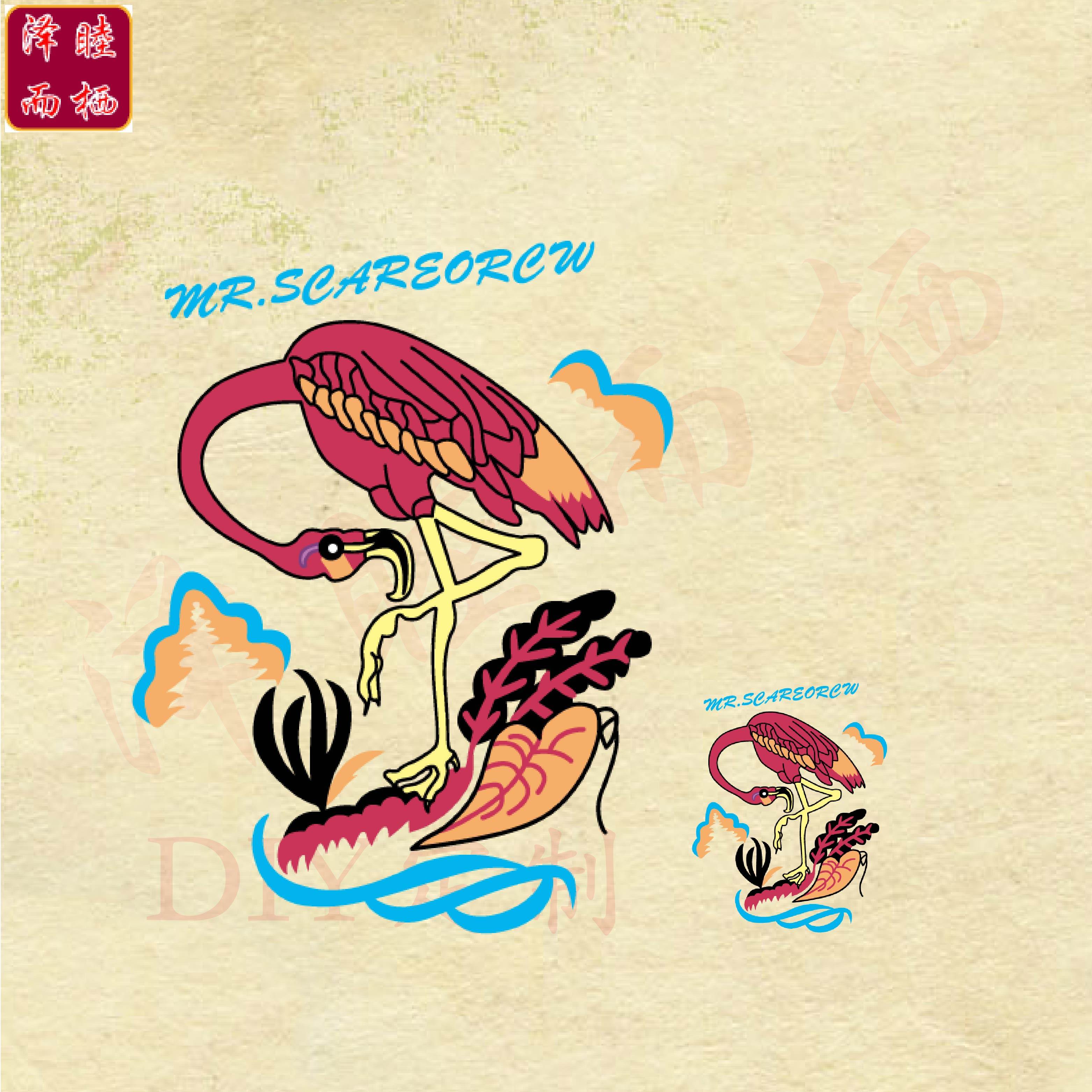 卡通动物英文字母鹤图案衣服辅料支持来图定制耐水洗熨斗熨烫贴