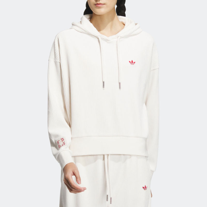 阿迪达斯女运动休闲连帽套头卫衣