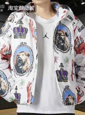 Nike耐克男装冬季新款运动时尚印花防风保暖连帽羽绒服FB6975-030