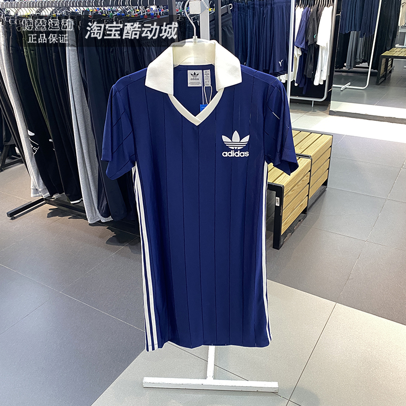 阿迪达斯短袖V领连衣裙