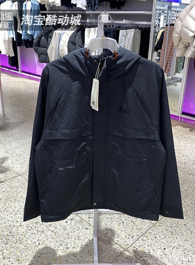 Adidas阿迪达斯外套男2024秋冬款宽松休闲运动梭织连帽夹克JI8680