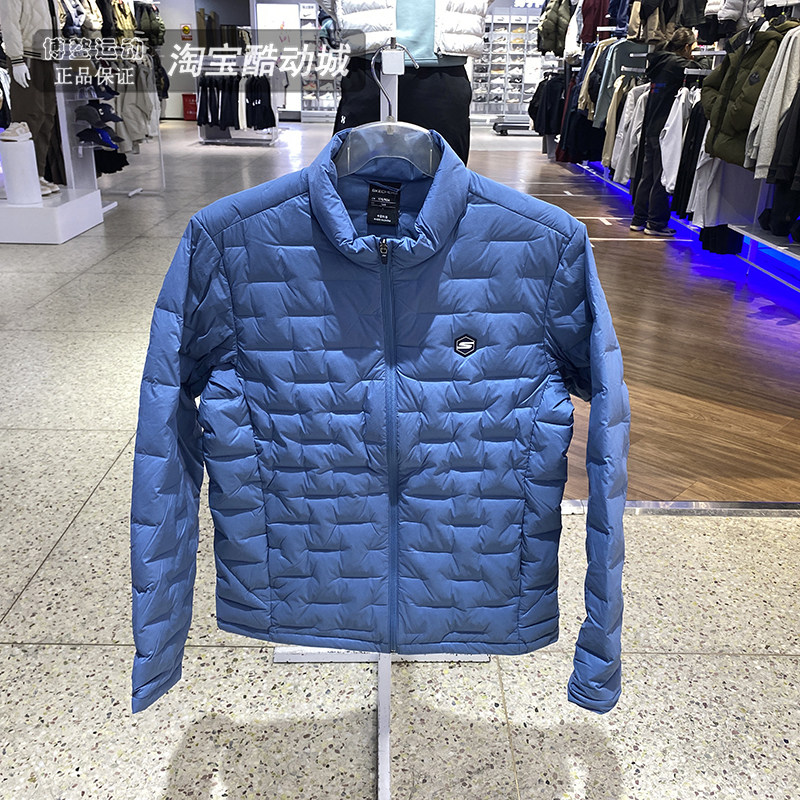 斯凯奇男装运动短款立领羽绒服