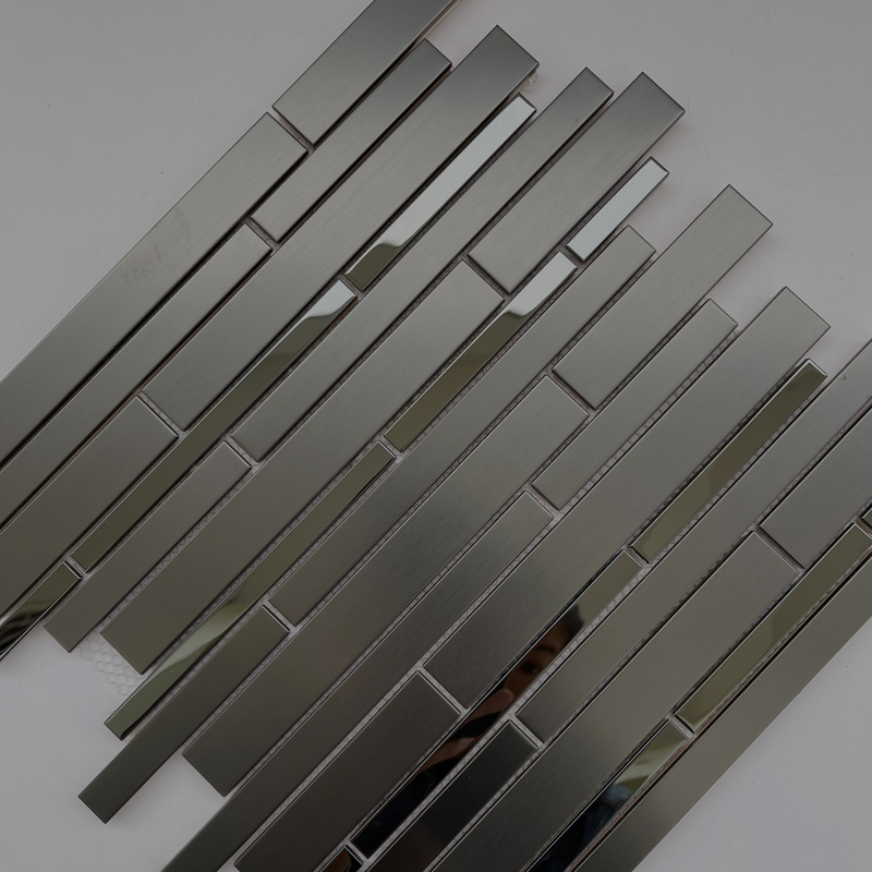 匠心马赛克纯铜材质咖啡色铜 黑色不锈钢长短条酒店会所背景墙贴