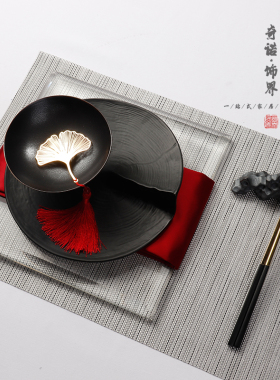 新中式风碗筷私人会所软装饰品
