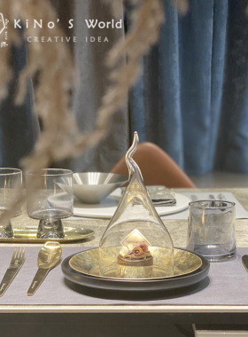 轻奢风会所餐具玻璃黄铜组合摆件