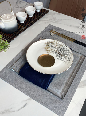 样板间设计师软装复古灰餐桌套装