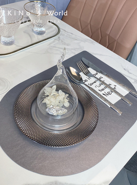 KiNo奇诺 样板间餐具套装 北欧风格餐厅餐桌摆台创意玻璃罩银色盘