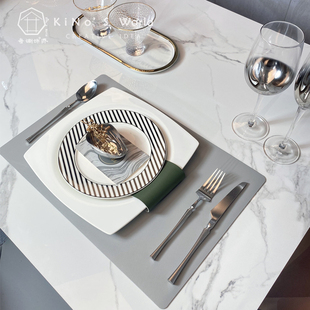 KiNo奇诺 样板间餐具套装 餐桌餐盘会所摆台摆件软装饰品餐垫刀叉