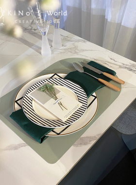 轻奢风样板房间黑白条纹餐具摆台