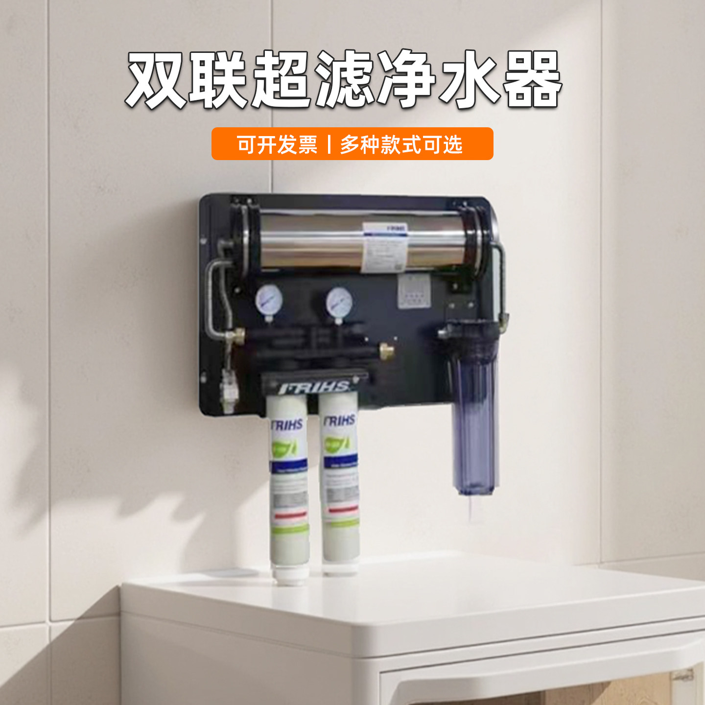 弗瑞仕双联净水器商用过滤器茶饮店直饮水吧台净水设备超滤净水器