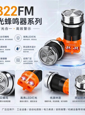 16mm19mm22mm蜂鸣器断续闪光高分贝防水IP65DC12V24V220V报警器